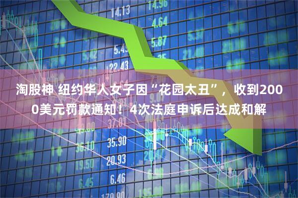 淘股神 纽约华人女子因“花园太丑”，收到2000美元罚款通知！4次法庭申诉后达成和解
