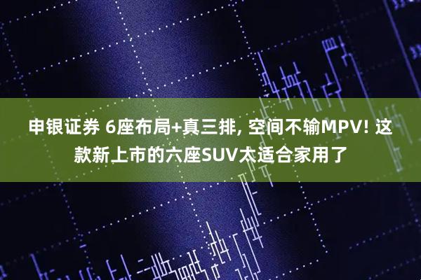 申银证券 6座布局+真三排, 空间不输MPV! 这款新上市的六座SUV太适合家用了